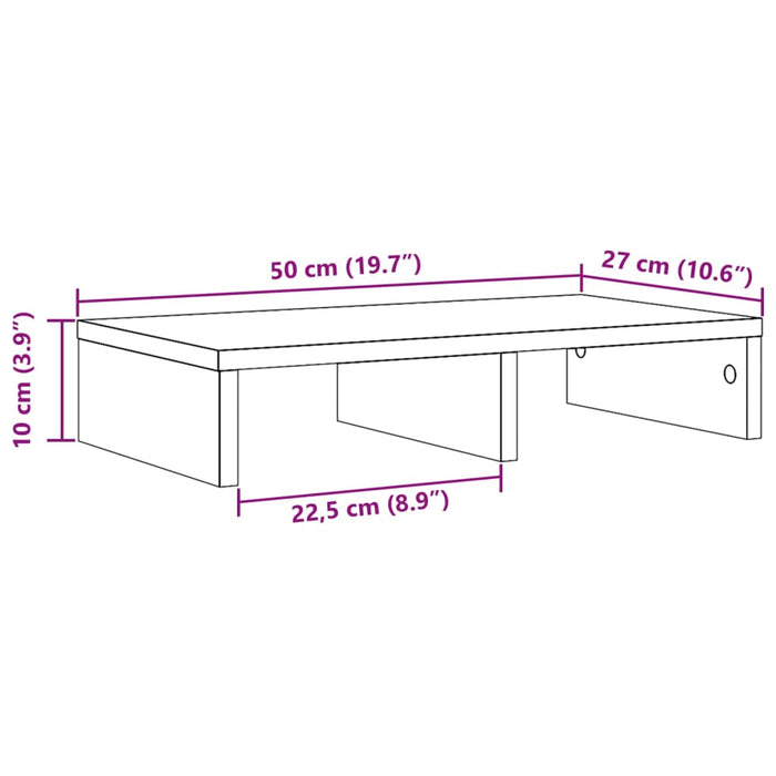 Supporto per Monitor Grigio Sonoma 50x27x10 cm in Truciolato 854648