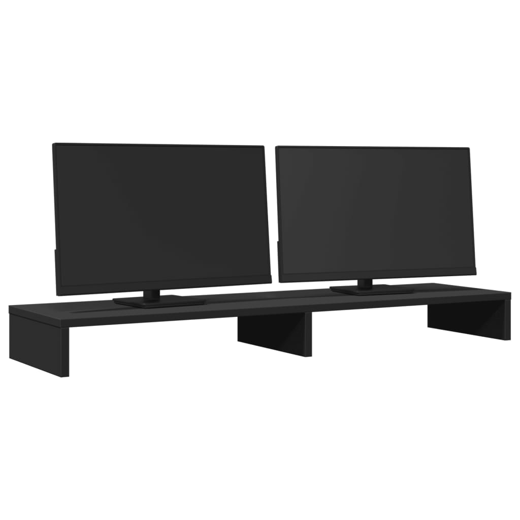 Supporto per Monitor Nero 100x27x10cm in Legno Massello di Pino 854653