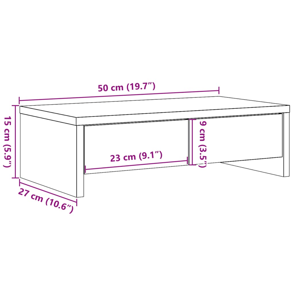 Supporto Monitor con Cassetti Marrone 50x27x15 cm in Truciolato 854667