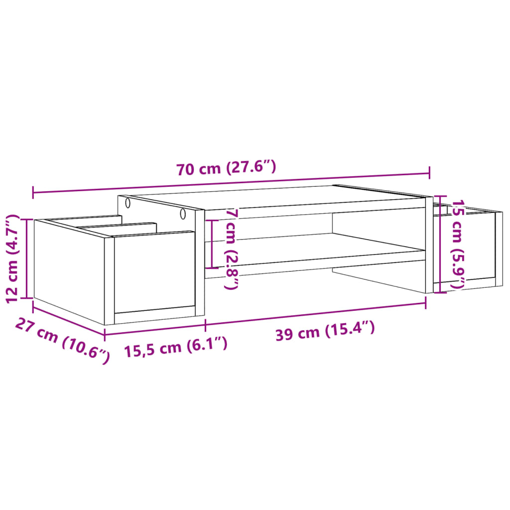 Supporto Monitor con Contenitore Bianco 50x27x15 cm Truciolato 854679