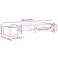 Supporto Monitor con Cassetti Grigio 100x27x15 cm in Truciolato 854691