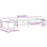 Supporto Monitor con Cassetti Rovere 100x27x15 cm in Truciolato 854692