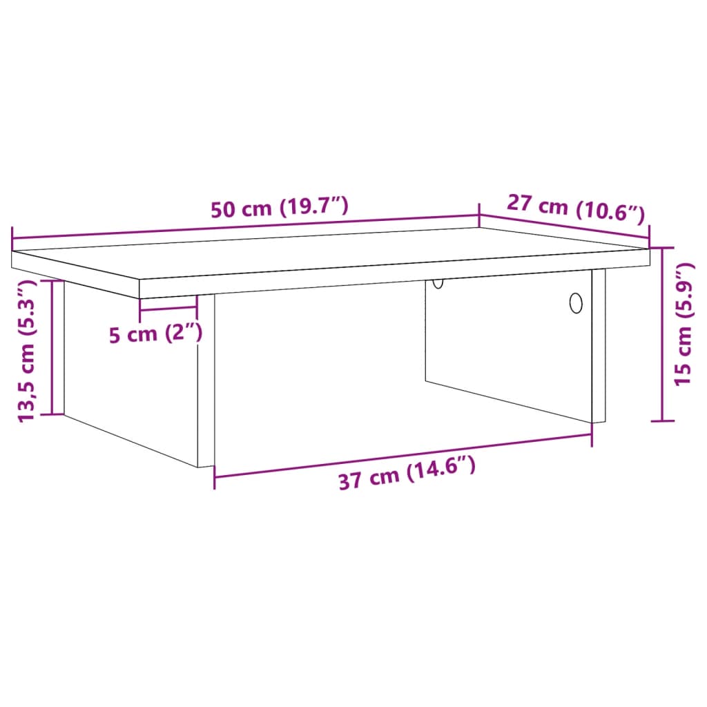 Supporto per Monitor Nero 50x27x15 cm in Truciolato 854698