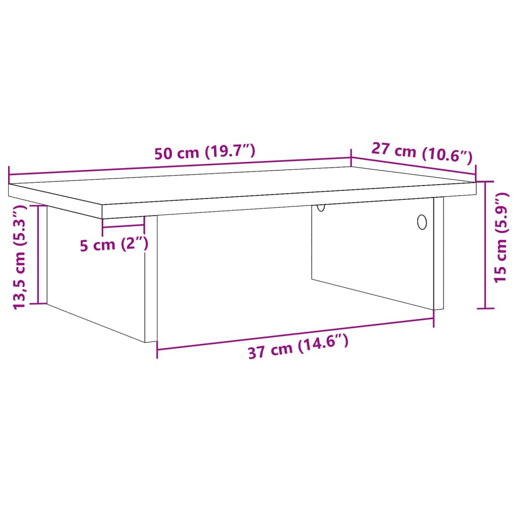 Supporto per Monitor Grigio Sonoma 50x27x15 cm in Truciolato 854702