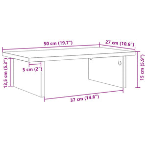 Supporto per Monitor Rovere Artigianale 50x27x15 cm Truciolato 854705