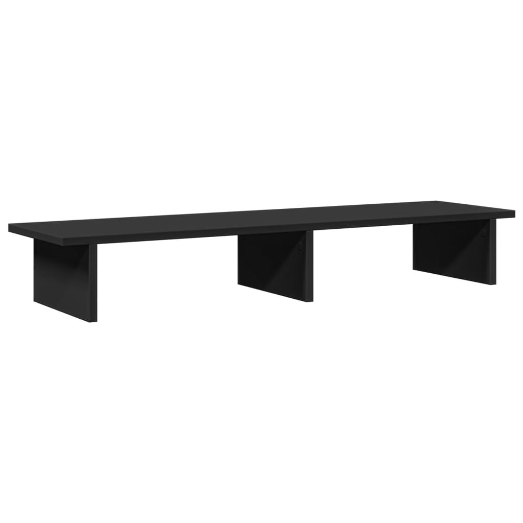 Supporto per Monitor Nero 100x27x15cm in Legno Massello di Pino 854707