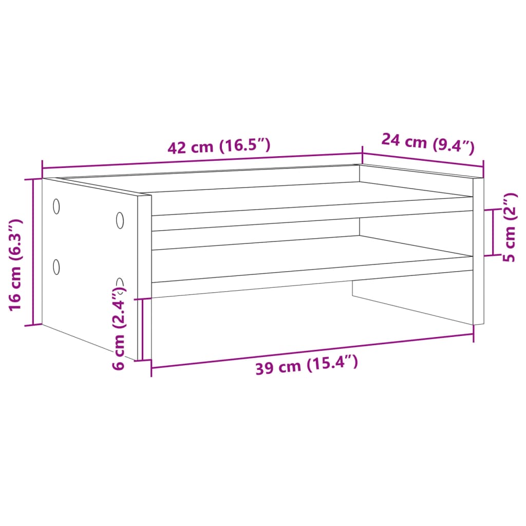 Supporto per Monitor Bianco 42x24x16 cm in Legno Multistrato 854715