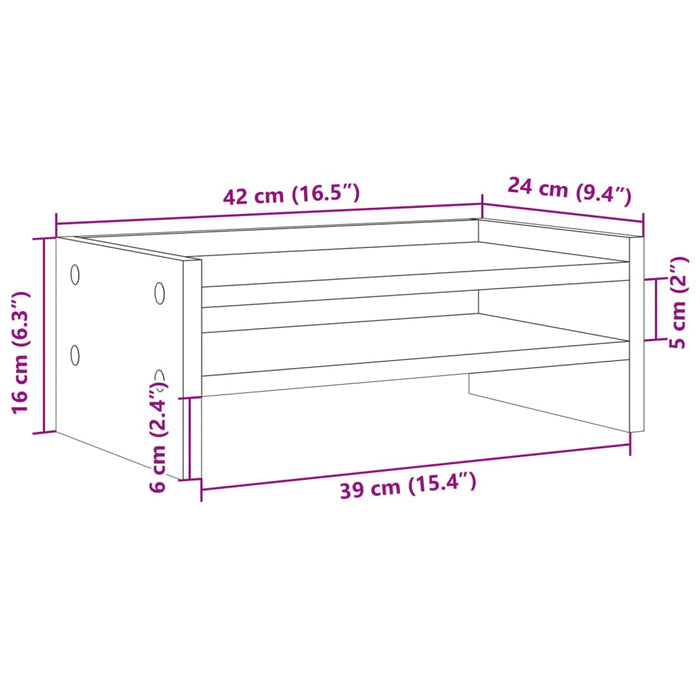 Supporto Monitor Rovere Artigianale 42x24x16 cm in Truciolato 854723