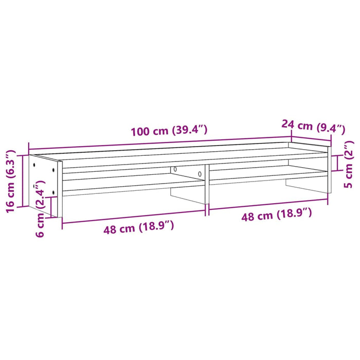 Supporto per Monitor Nero 100x24x16 cm in Legno Multistrato 854725