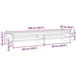 Supporto Monitor Rovere Artigianale 100x24x16 cm Multistrato 854732