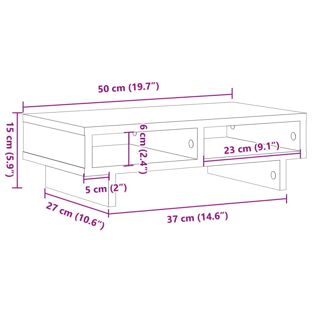 Supporto per Monitor Rovere Sonoma 50x27x15 cm in Truciolato 854744