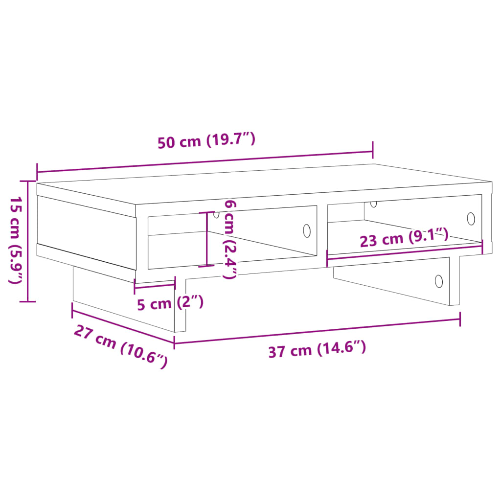 Supporto per Monitor Rovere Marrone 50x27x15 cm in Truciolato 854748