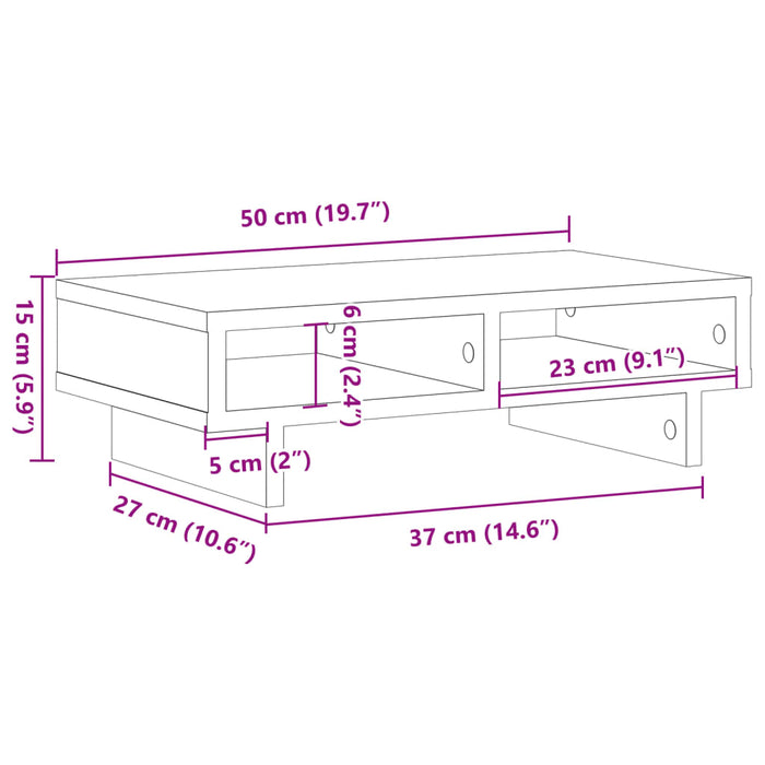 Supporto per Monitor Rovere Marrone 50x27x15 cm in Truciolato 854748