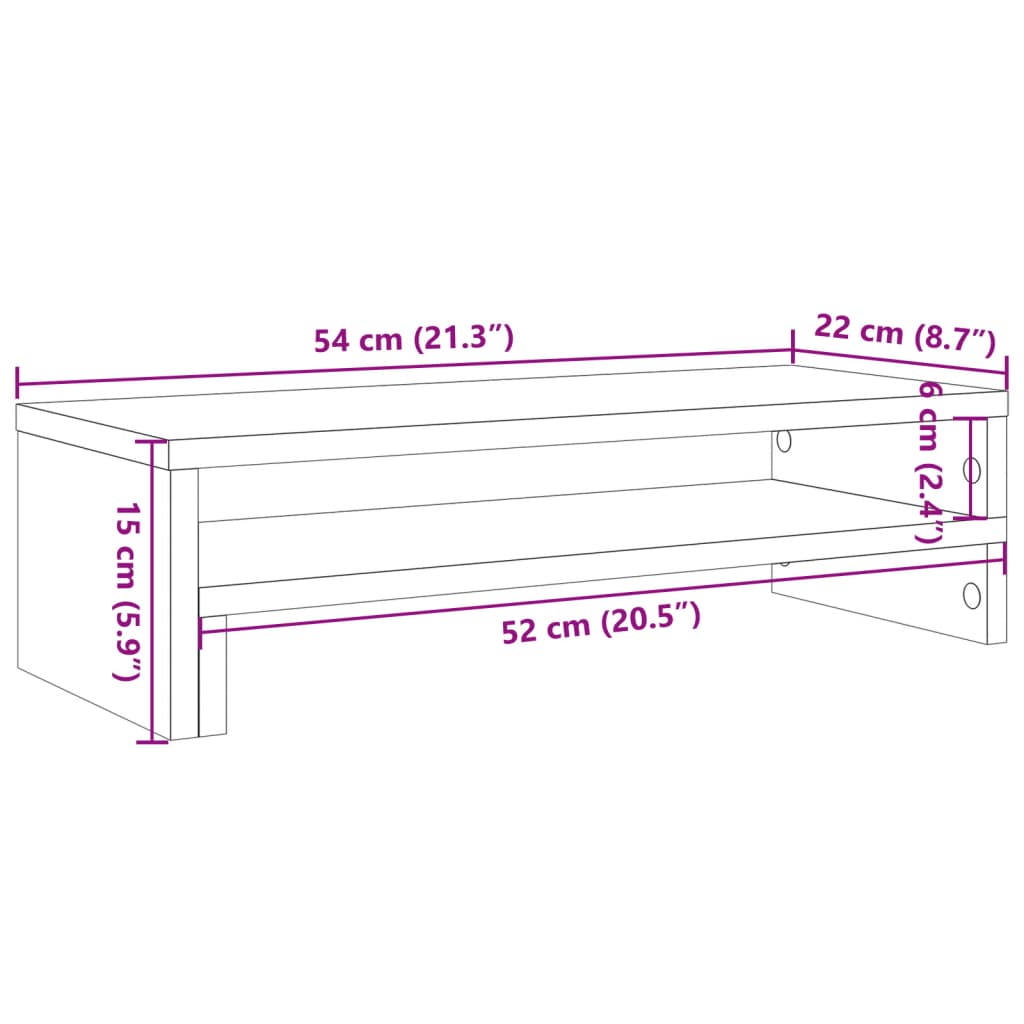 Supporto per Monitor Grigio Cemento 54x22x15 cm in Truciolato 854772