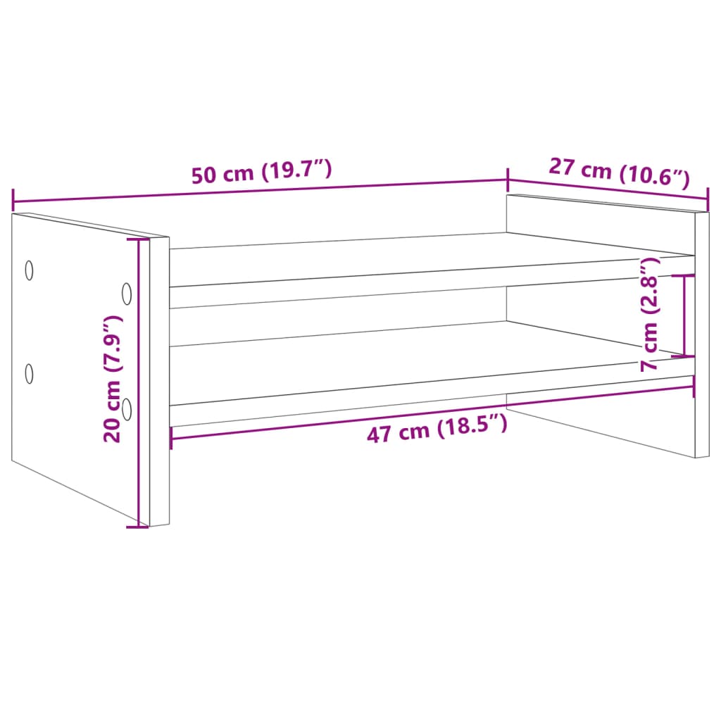 Supporto Monitor Grigio Sonoma 50x27x20 cm Legno Multistrato 854783