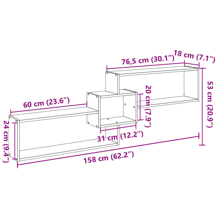 Mobile a Parete 158x18x53 cm Bianco in Legno Multistrato 854814