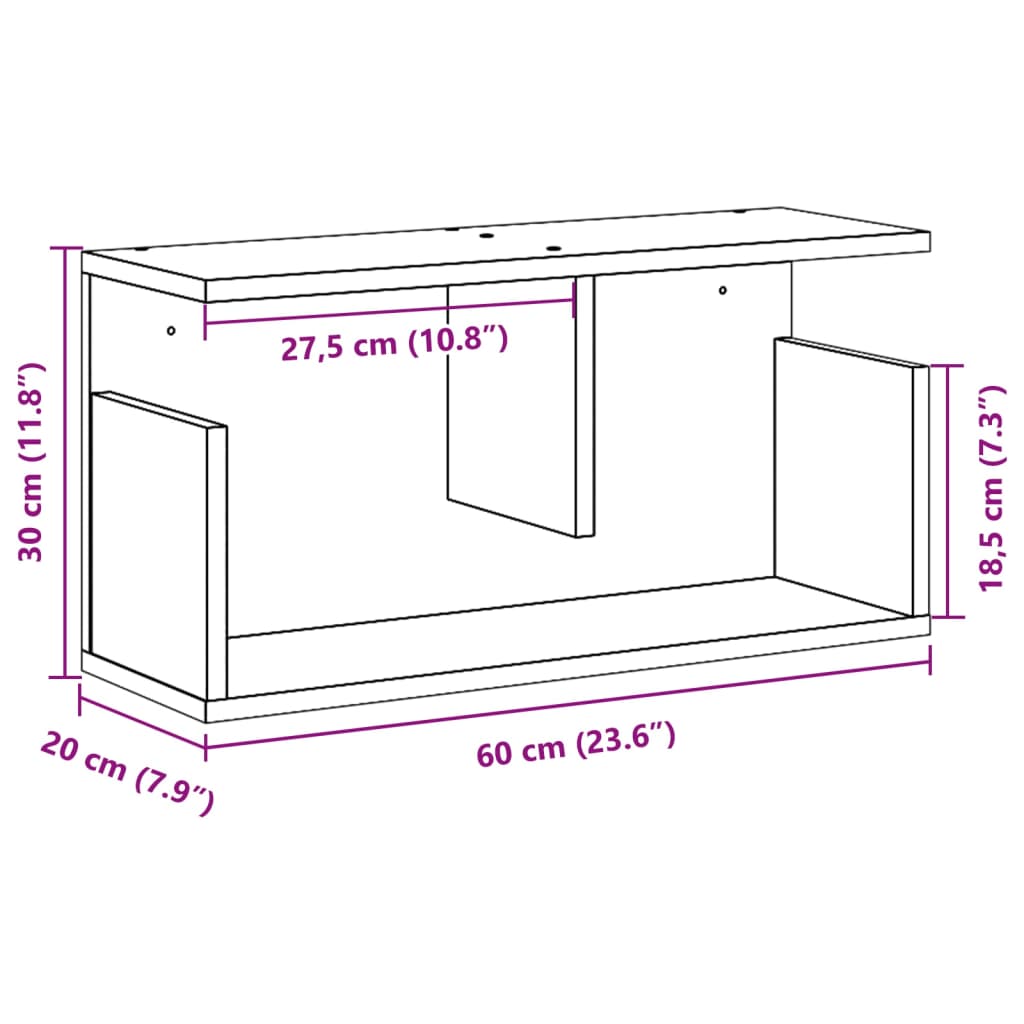 Mobile a Parete 60x20x30 cm Bianco in Truciolato 854823