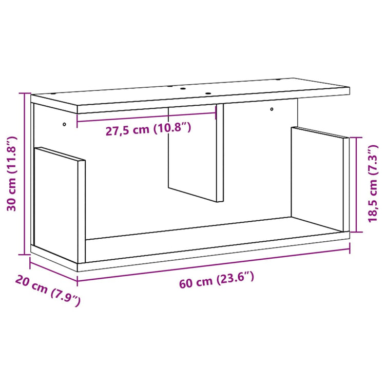 Mobile a Parete 60x20x30 cm Nero in Truciolato 854824