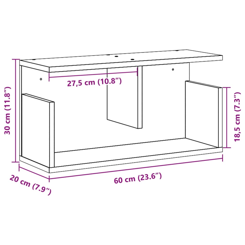 Mobile a Parete 60x20x30 cm Grigio Sonoma in Truciolato 854828