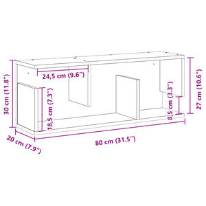 Mobile a Parete 80x20x30 cm Nero in Legno Multistrato 854833