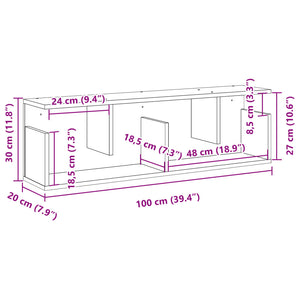 Mobile a Parete 100x20x30 cm Bianco in Legno Multistrato 854841