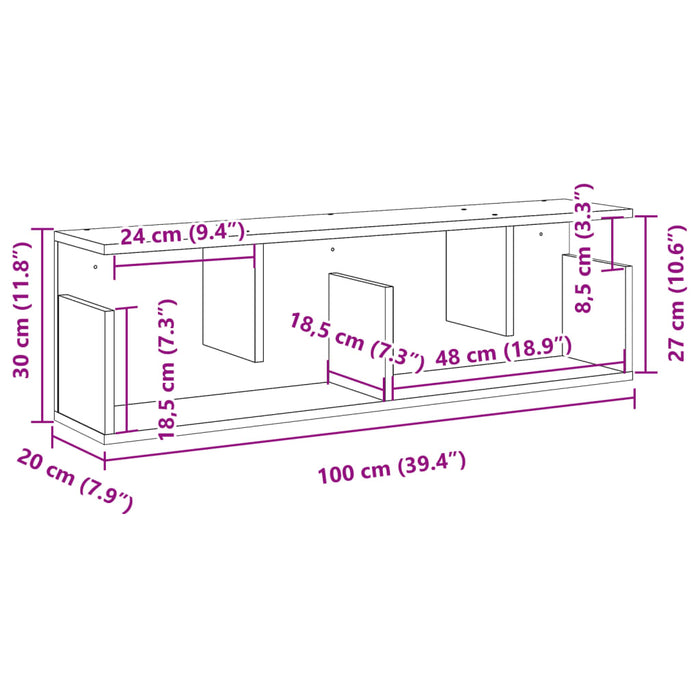 Mobile a Parete 100x20x30 cm Nero in Legno Multistrato 854842