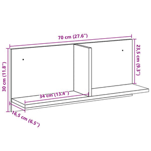 Mobile a Parete 70x16,5x30 cm Bianco in Legno Multistrato 854850