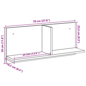 Mobile a Parete 70x16,5x30 cm Nero in Legno Multistrato 854851