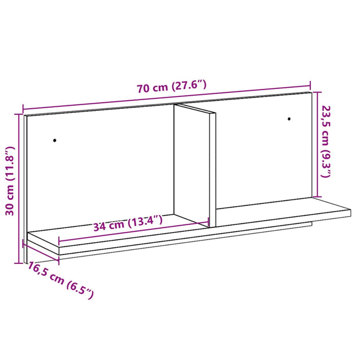 Mobile a Parete 70x16,5x30 cm Grigio Cemento Legno Multistrato 854853