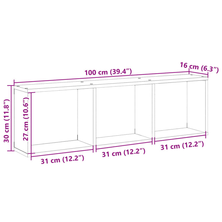 Mobile a Parete 100x16x30 cm Legno Antico in Legno Multistrato 854875