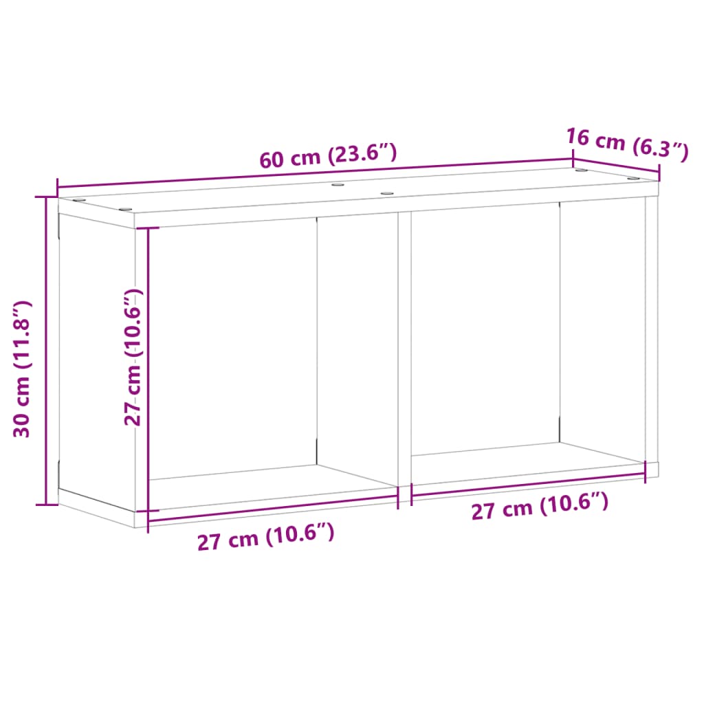 Mobile a Parete 60x16x30 cm Legno Antico in Legno Multistrato 854884