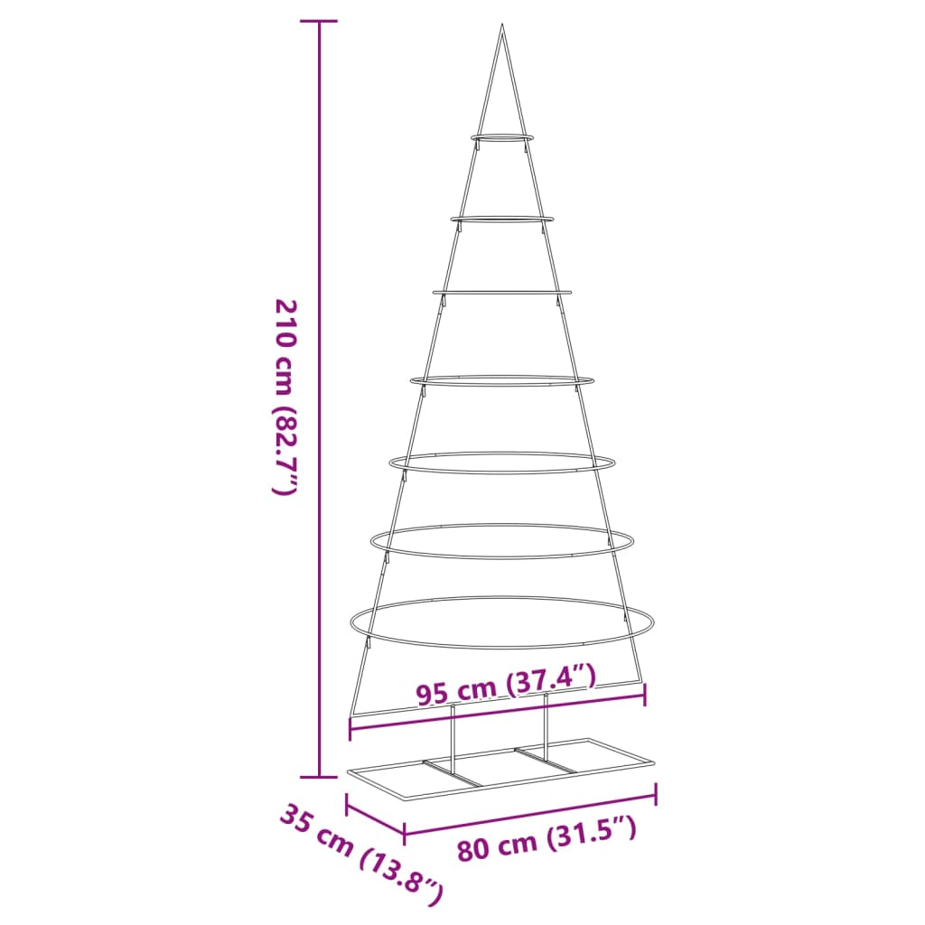 Albero di Natale Decorativo in Metallo Nero 210 cm 4018950