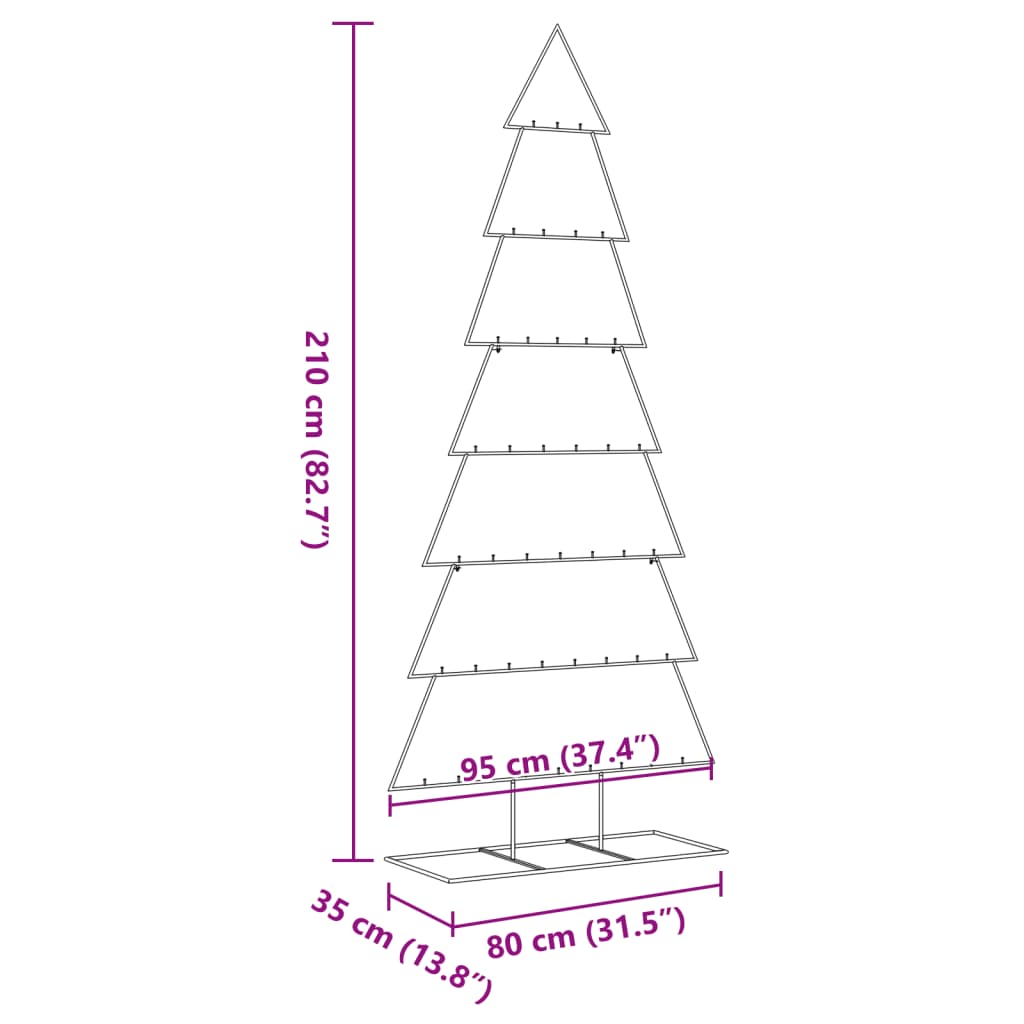 Albero di Natale Decorativo in Metallo Nero 210 cm 4018953