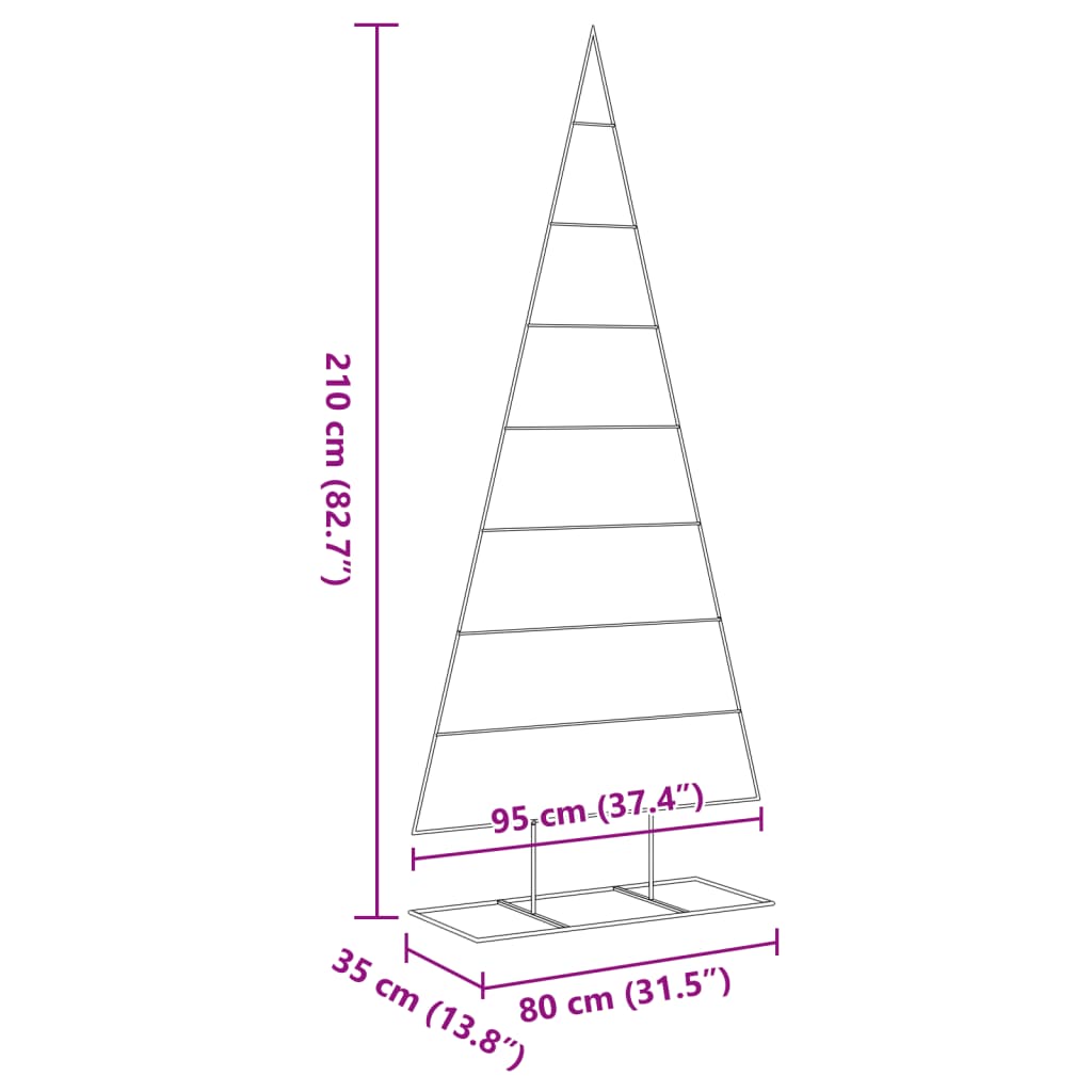 Albero di Natale Decorativo in Metallo Nero 210 cm 4018956