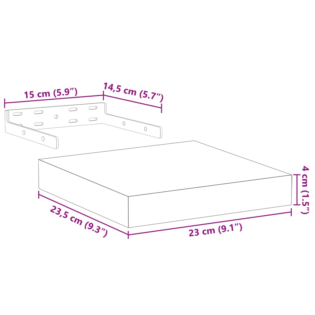 Mensola Pensile 23x23,5x4 cm in Truciolato 4010679