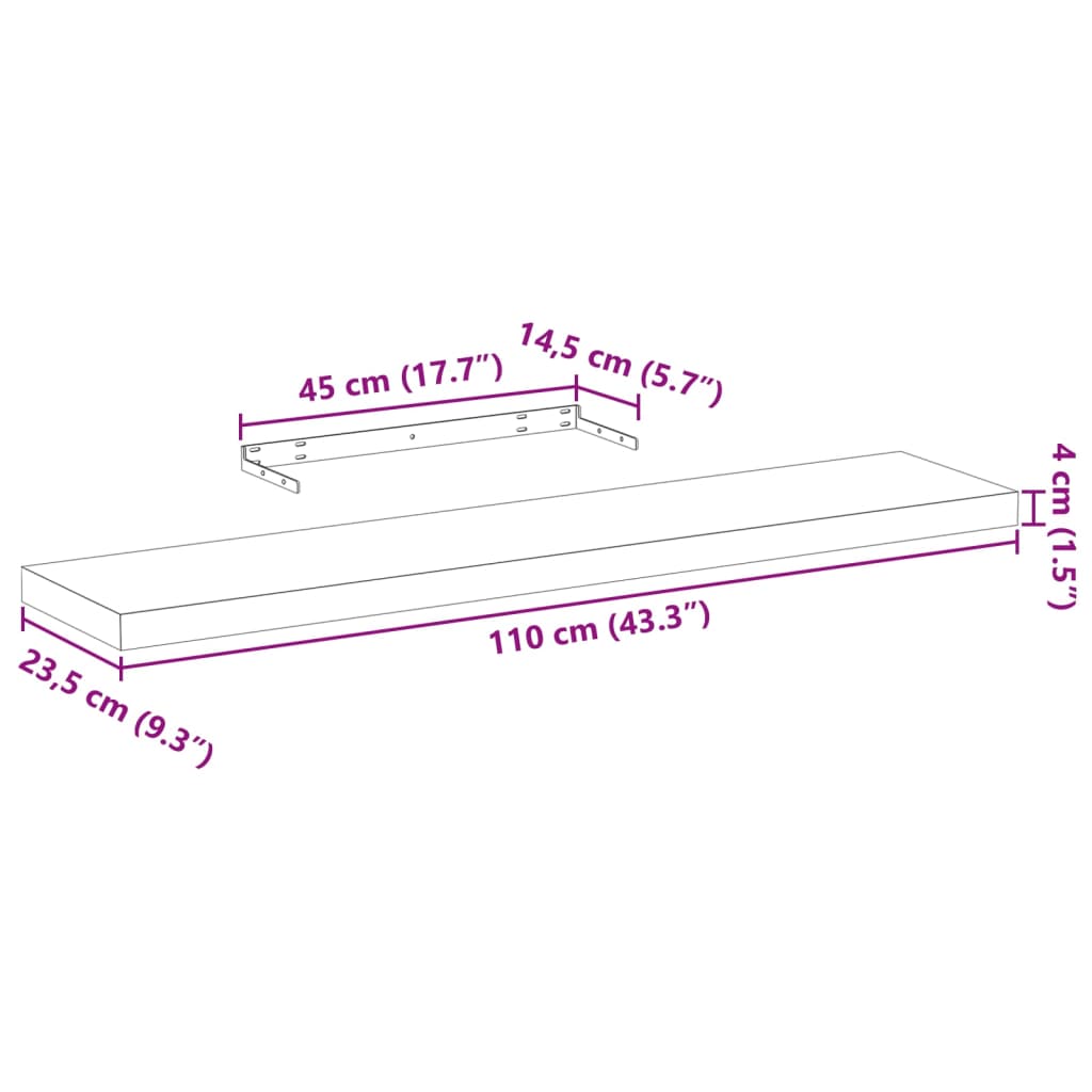 Mensole Pensili 4 pz 110x23,5x4 cm in Truciolato 4010699