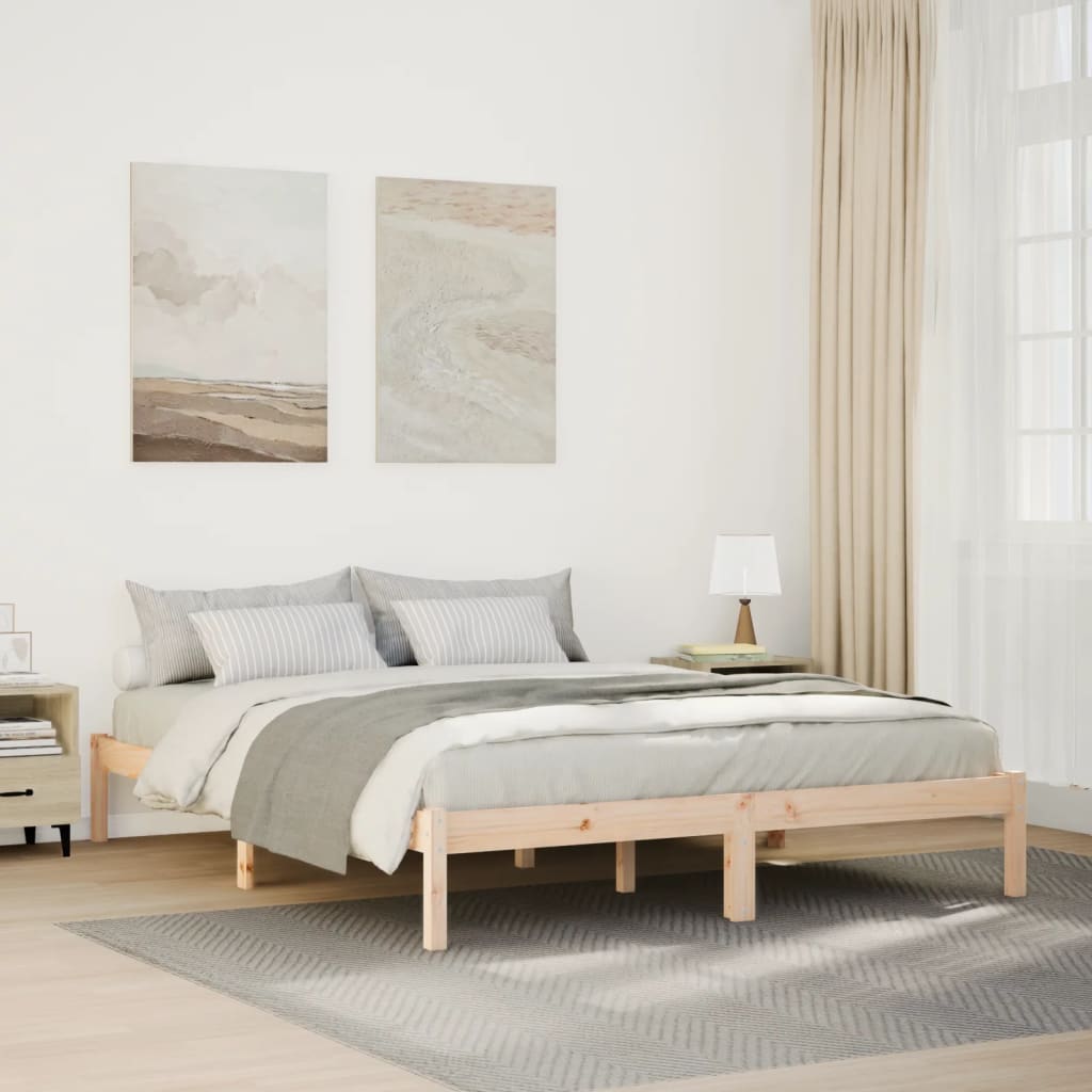 Letto Extra Lungo senza Materasso 140x210 cm in Legno di Pino 852406