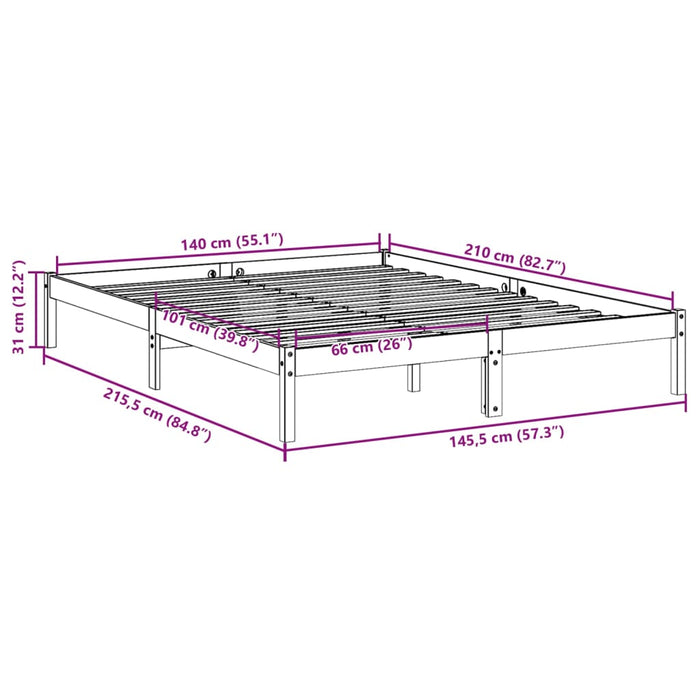 Letto Extra Lungo senza Materasso Bianco 180x200 cm in Pino 852407