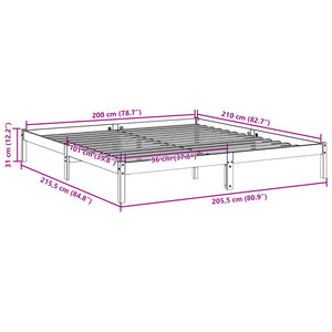 Letto Extra Lungo senza Materasso Bianco 200x210 cm in Pino 852413