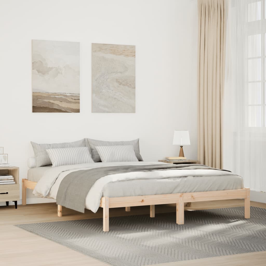 Letto Extra Lungo senza Materasso 140x220 cm in Legno di Pino 852420