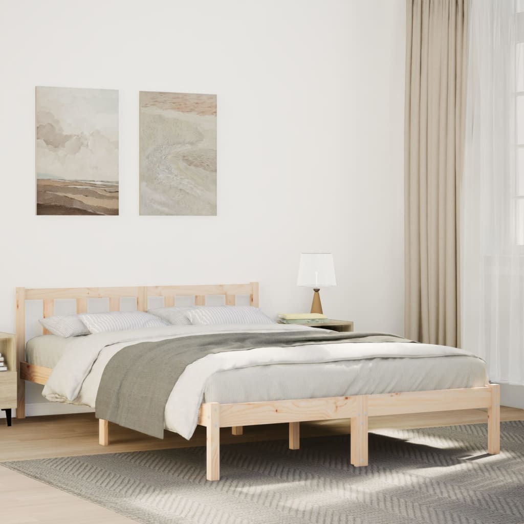 Letto Extra Lungo senza Materasso 140x210 cm in Legno di Pino 852434