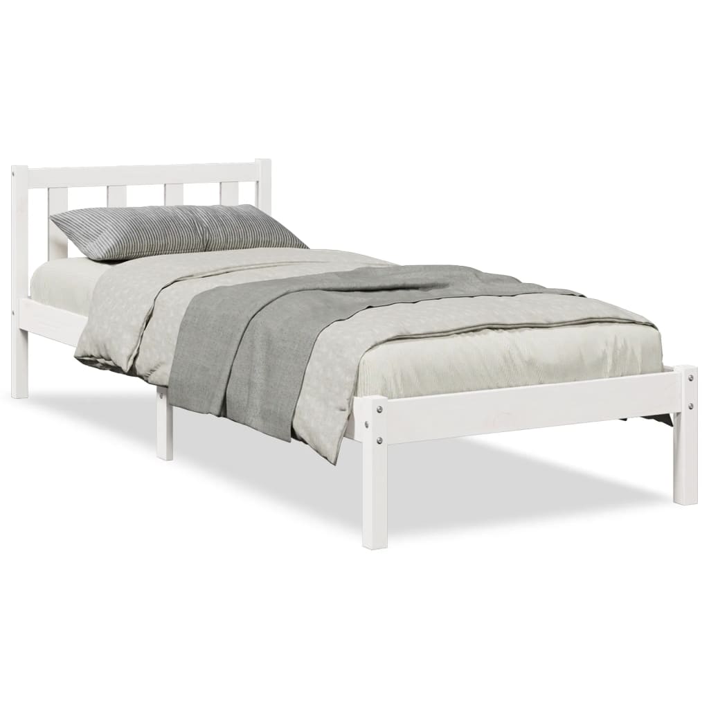 Letto Extra Lungo senza Materasso Bianco 80x220 cm in Pino 852443