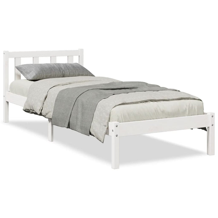 Letto Extra Lungo senza Materasso Bianco 90x220 cm in Pino 852445