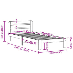 Letto senza Materasso Marrone Cera 100x200 cm in Legno di Pino 855545