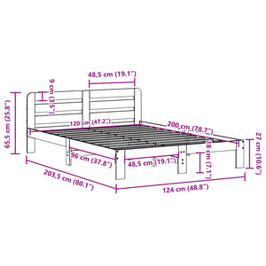 Letto senza Materasso 120x200 cm in Legno Massello di Pino 855546