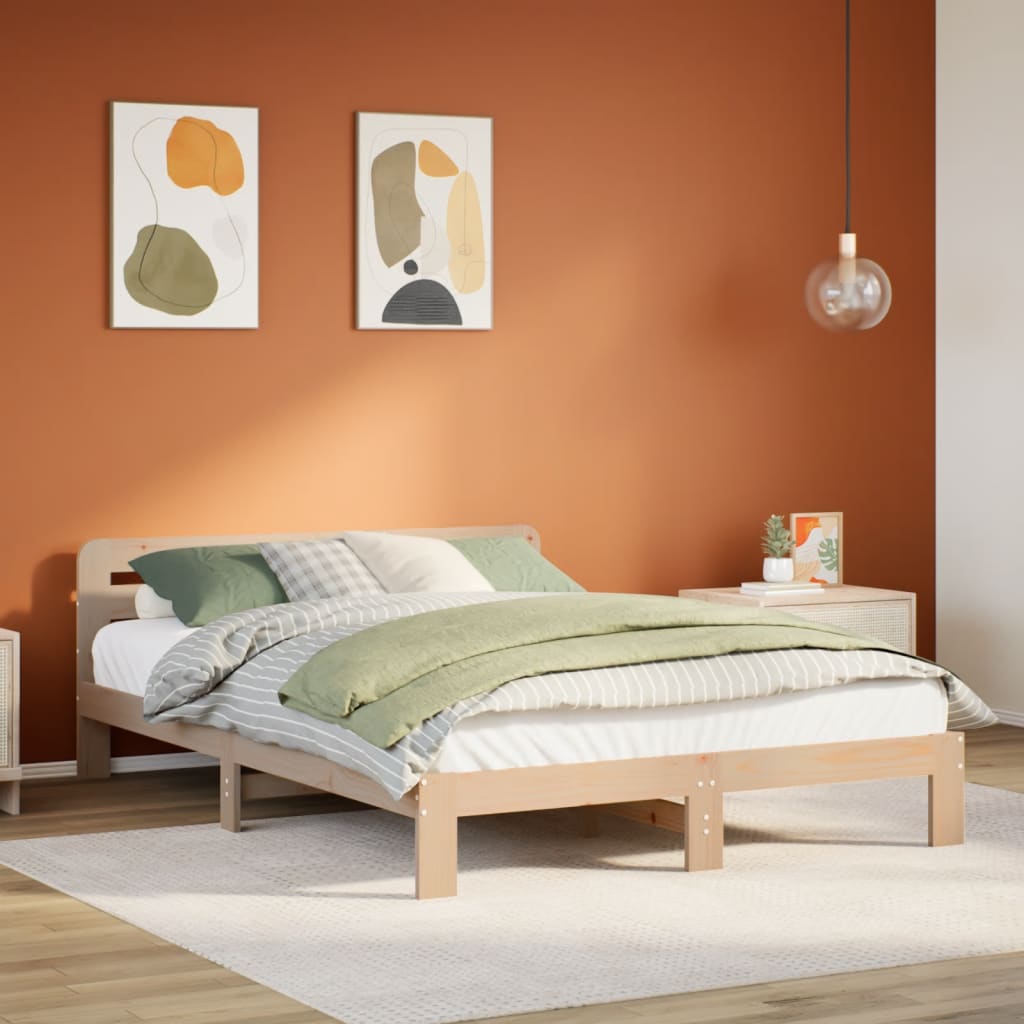 Letto senza Materasso 120x200 cm in Legno Massello di Pino 855546