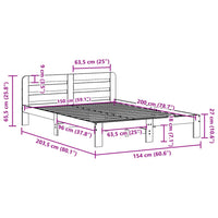 Letto senza Materasso 150x200 cm in Legno Massello di Pino 855552