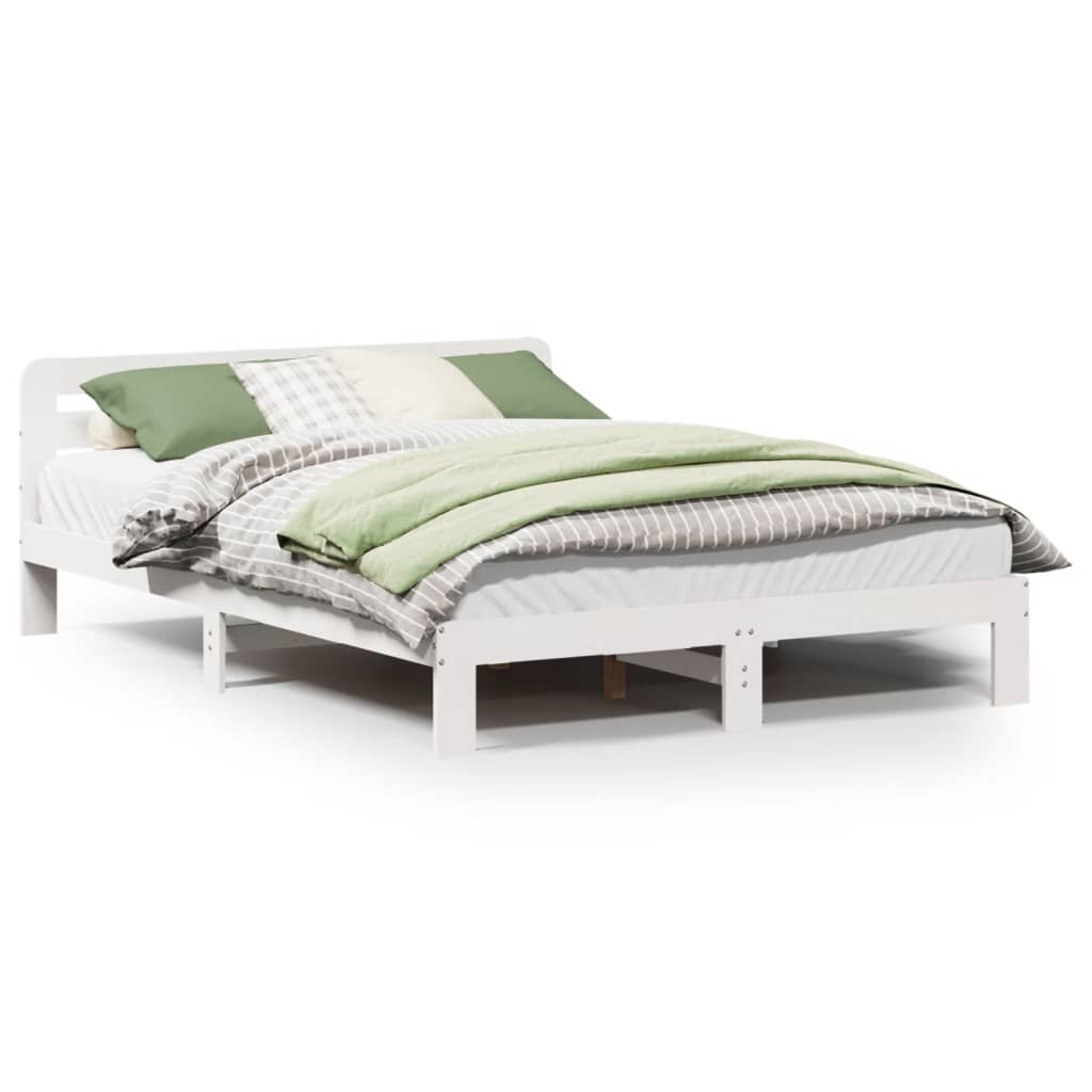 Letto senza Materasso Bianco 150x200 cm Legno Massello di Pino 855553