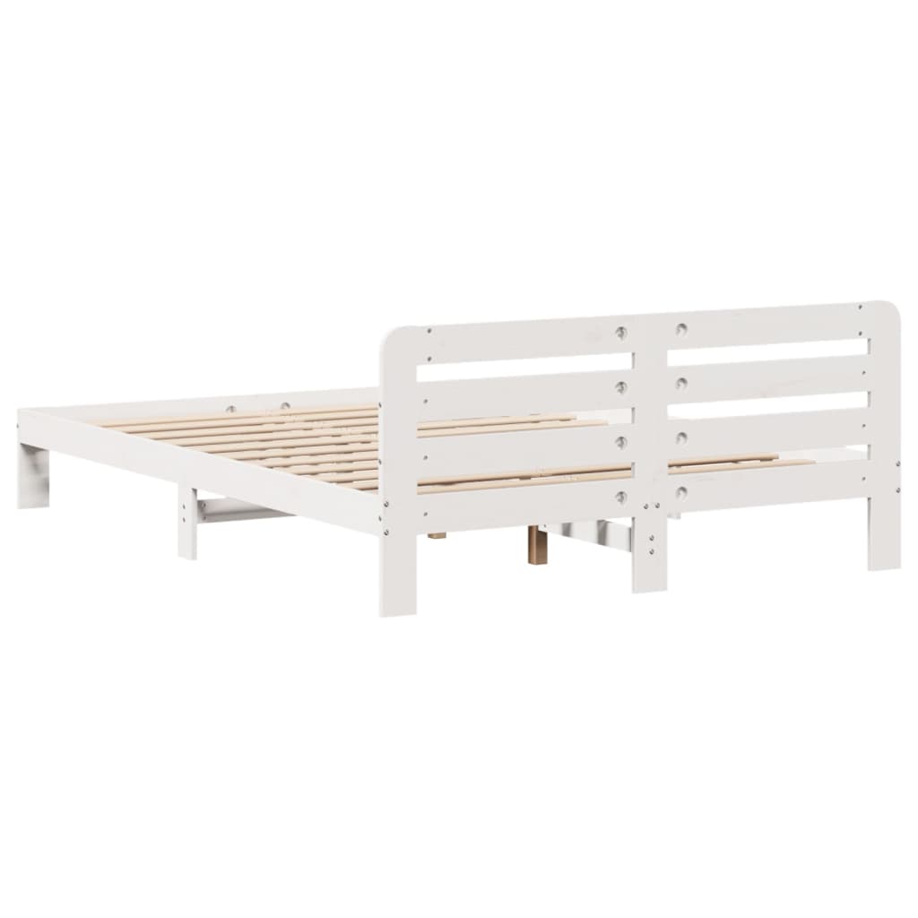 Letto senza Materasso Bianco 150x200 cm Legno Massello di Pino 855553