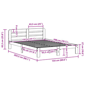 Letto senza Materasso Bianco 150x200 cm Legno Massello di Pino 855553